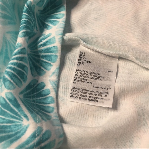 Karen Scott Ombré Seashells White Teal Boatneck Short Sleeve Cotton Top Small - Picture 4 of 9